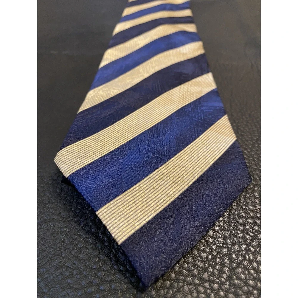 Bardelli Roma Mens Necktie Blue Tan Geometric 100% Silk Made In Italy Classic